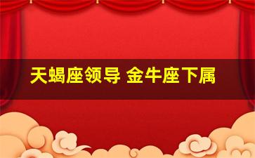 天蝎座领导 金牛座下属